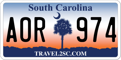 SC license plate AOR974