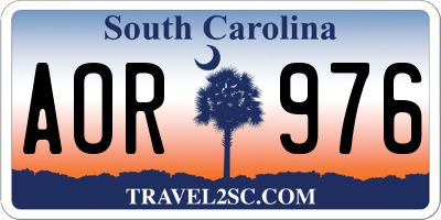 SC license plate AOR976