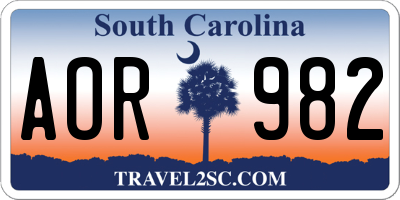 SC license plate AOR982