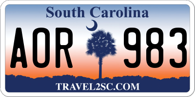 SC license plate AOR983