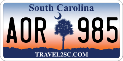SC license plate AOR985