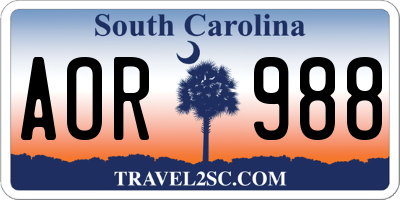 SC license plate AOR988