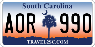 SC license plate AOR990