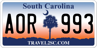SC license plate AOR993