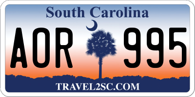 SC license plate AOR995