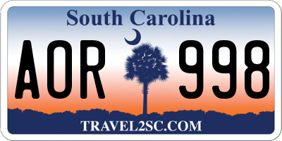 SC license plate AOR998