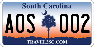 SC license plate AOS002