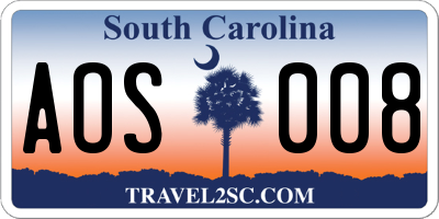 SC license plate AOS008