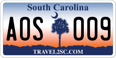 SC license plate AOS009