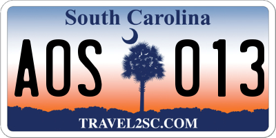 SC license plate AOS013