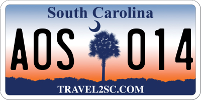 SC license plate AOS014