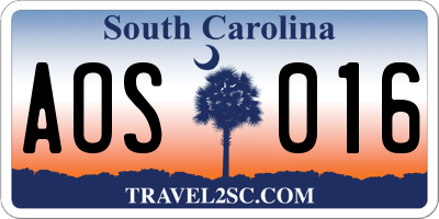 SC license plate AOS016