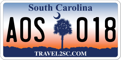 SC license plate AOS018