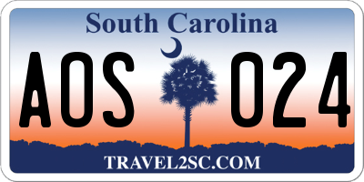 SC license plate AOS024