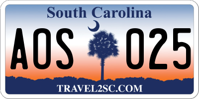 SC license plate AOS025