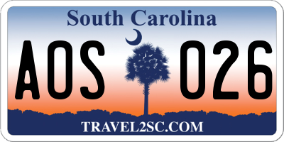 SC license plate AOS026