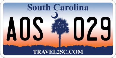 SC license plate AOS029