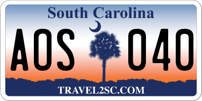 SC license plate AOS040