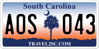 SC license plate AOS043