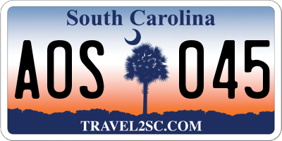SC license plate AOS045