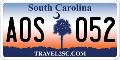SC license plate AOS052