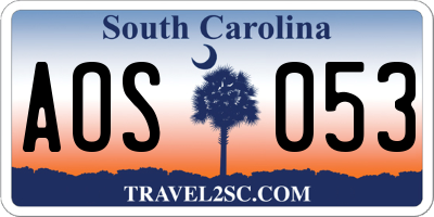 SC license plate AOS053