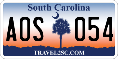 SC license plate AOS054