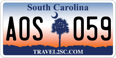 SC license plate AOS059