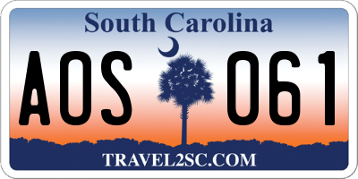 SC license plate AOS061
