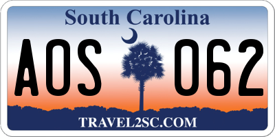 SC license plate AOS062