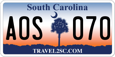 SC license plate AOS070