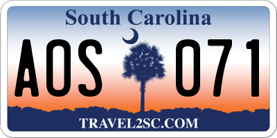 SC license plate AOS071
