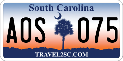 SC license plate AOS075