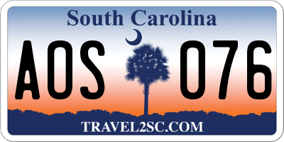 SC license plate AOS076