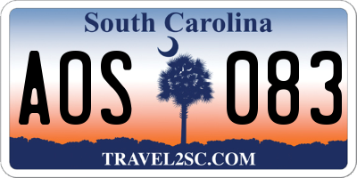 SC license plate AOS083