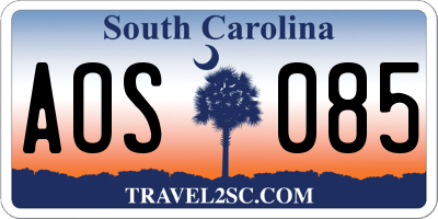 SC license plate AOS085
