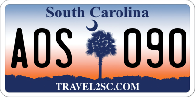 SC license plate AOS090
