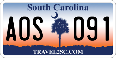 SC license plate AOS091