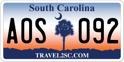 SC license plate AOS092