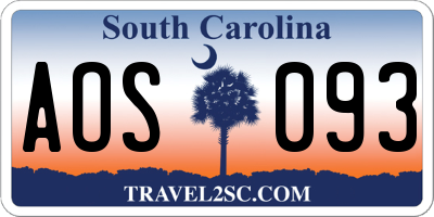 SC license plate AOS093