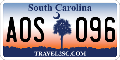 SC license plate AOS096