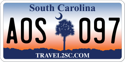 SC license plate AOS097