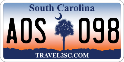 SC license plate AOS098