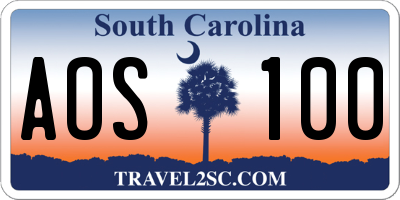 SC license plate AOS100