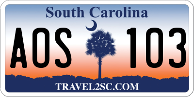 SC license plate AOS103