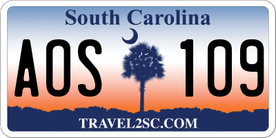SC license plate AOS109