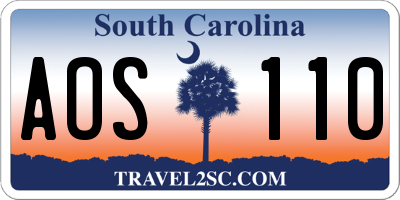 SC license plate AOS110