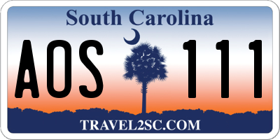 SC license plate AOS111