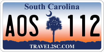 SC license plate AOS112