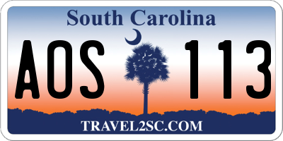 SC license plate AOS113